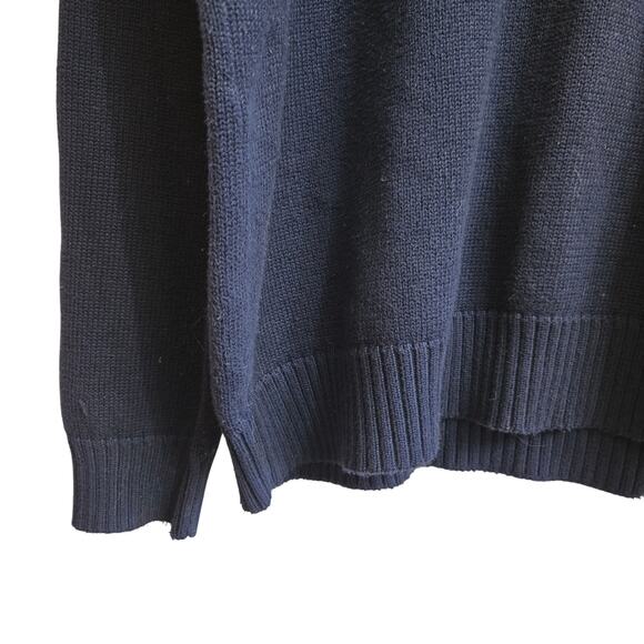 Polo Ralph Lauren Mens Vtg 90s Y2K Preppy Quarter Zip Heavy Knit Sweater XL Navy - Picture 3 of 10